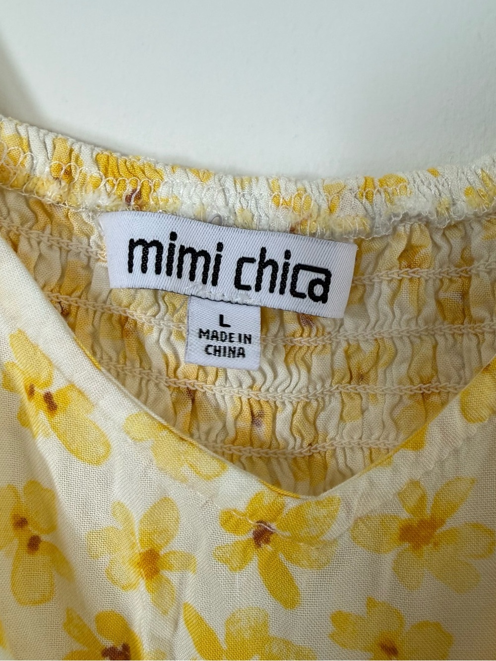 Mimi Chica Yellow Floral Tie Front Button Down Midi Dress Cottagecore Size L - Picture 4 of 7